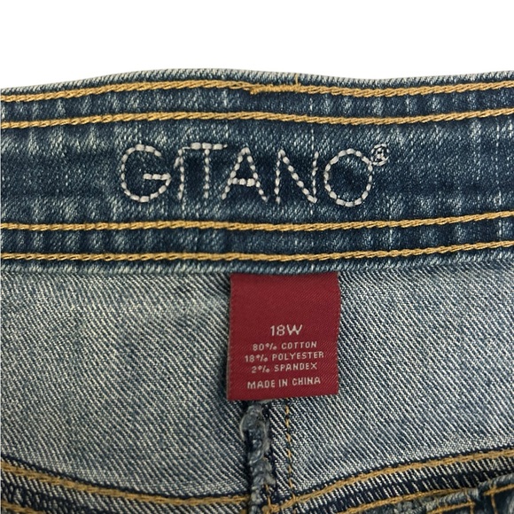 GITANO Vintage Y2K Denim Flare Midi Patchwork Skirt Western Rodeo Cowgirl 18W - Picture 4 of 10
